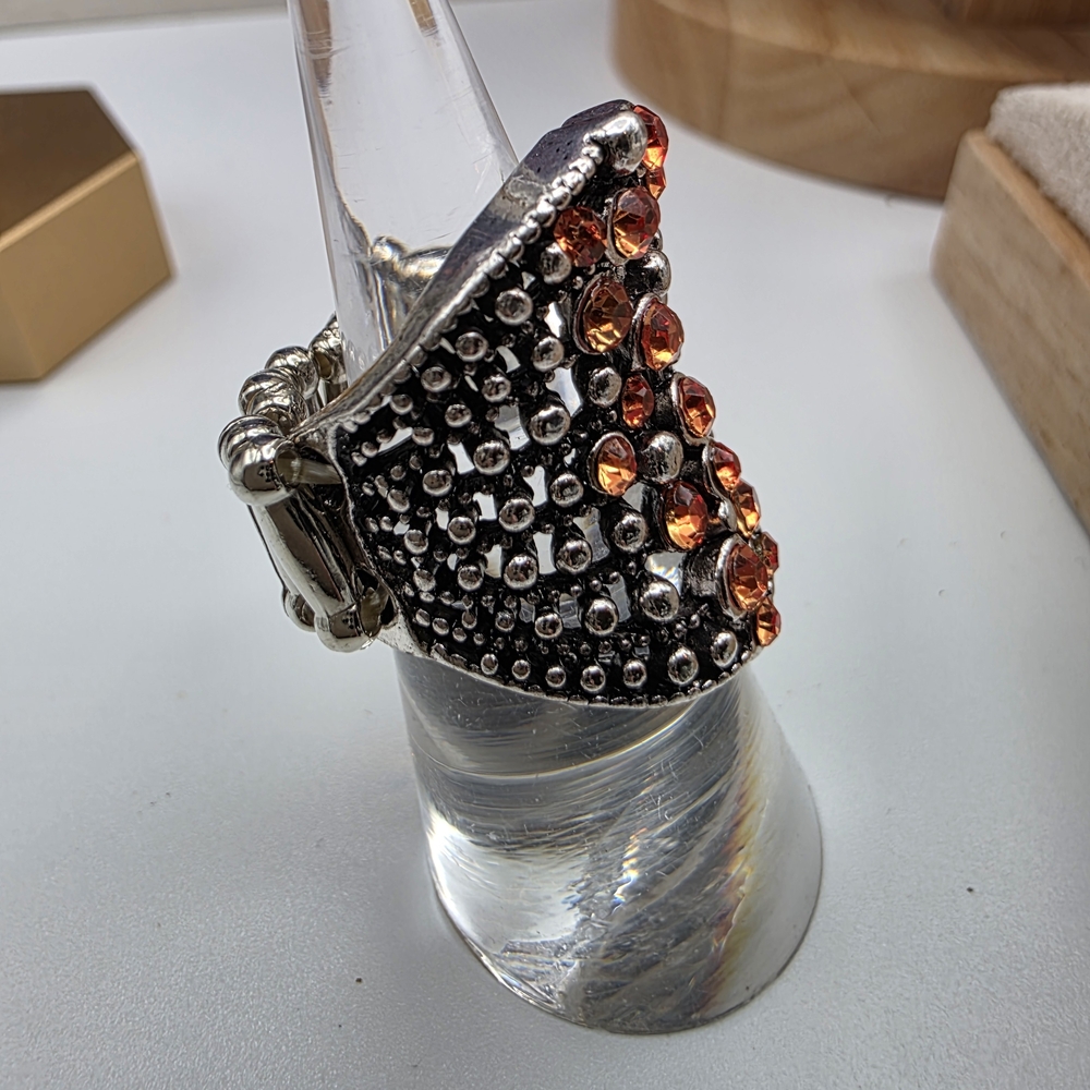 Paparazzi Silver Ring with Orange Accents (887)
